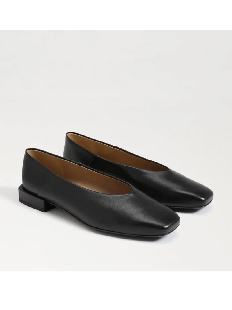 Kasey Square Toe Ballet Flat - Black Leather Sam Edelman