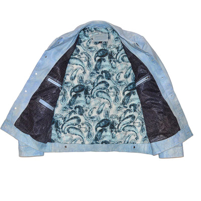 Light Blue Leather Jean Jacket