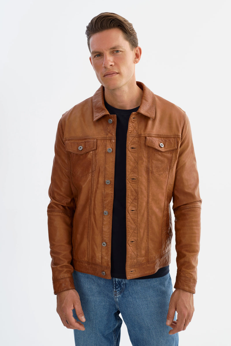 Maverick Leather Jacket - Cognac Regency