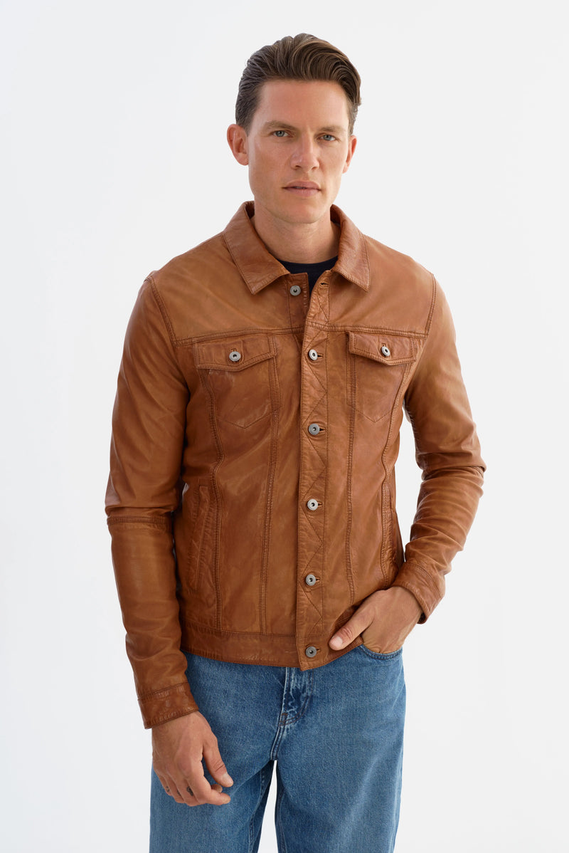 Maverick Leather Jacket - Cognac Regency