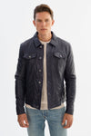 Maverick Leather Jacket - Navy Regency