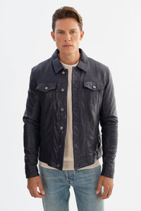 Maverick Leather Jacket - Navy Regency