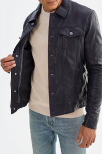Maverick Leather Jacket - Navy Regency