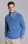 Mineral Wash 1/4 Zip Sweater - Cadet