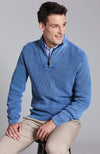 Mineral Wash 1/4 Zip Sweater - Cadet