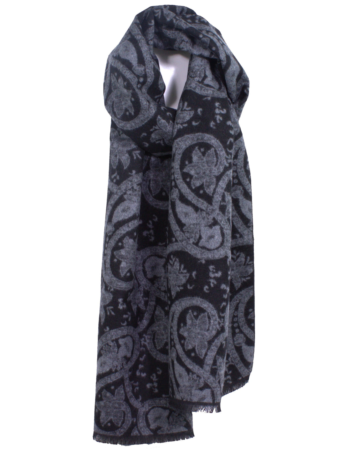 All-Over Paisley Brushed Silk Scarf - Grey