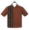 Mod Martini Panel Bowling Shirt in Rust