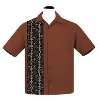 Mod Martini Panel Bowling Shirt in Rust