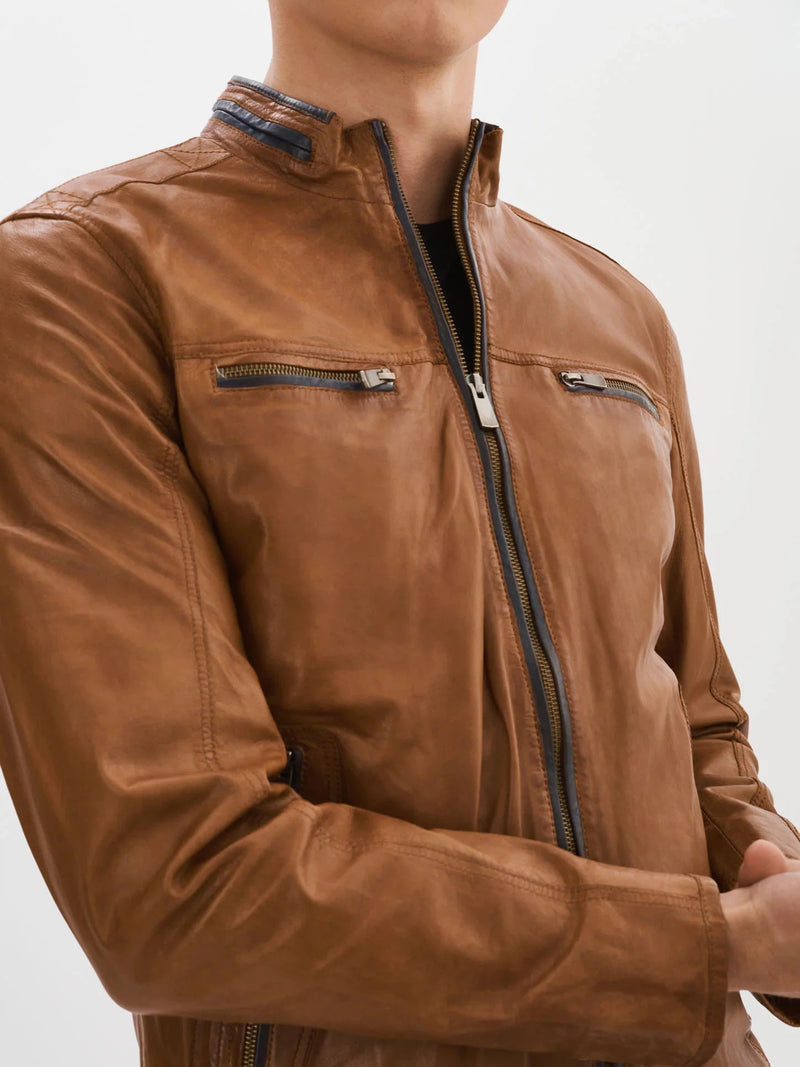 Nash Leather Jacket- Cognac