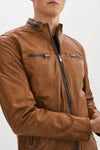 Gunnar Leather Jacket- Cognac