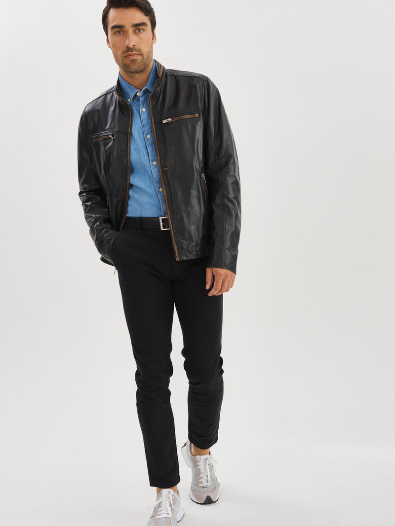 Nash Leather Jacket- Black