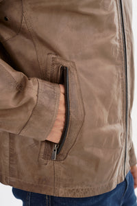 Nash Leather Jacket- Grey