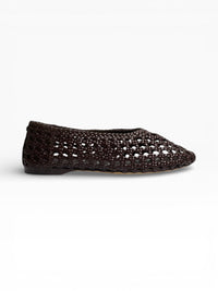 Shira Woven Ballet Flat - Dark Brown Woven Leather