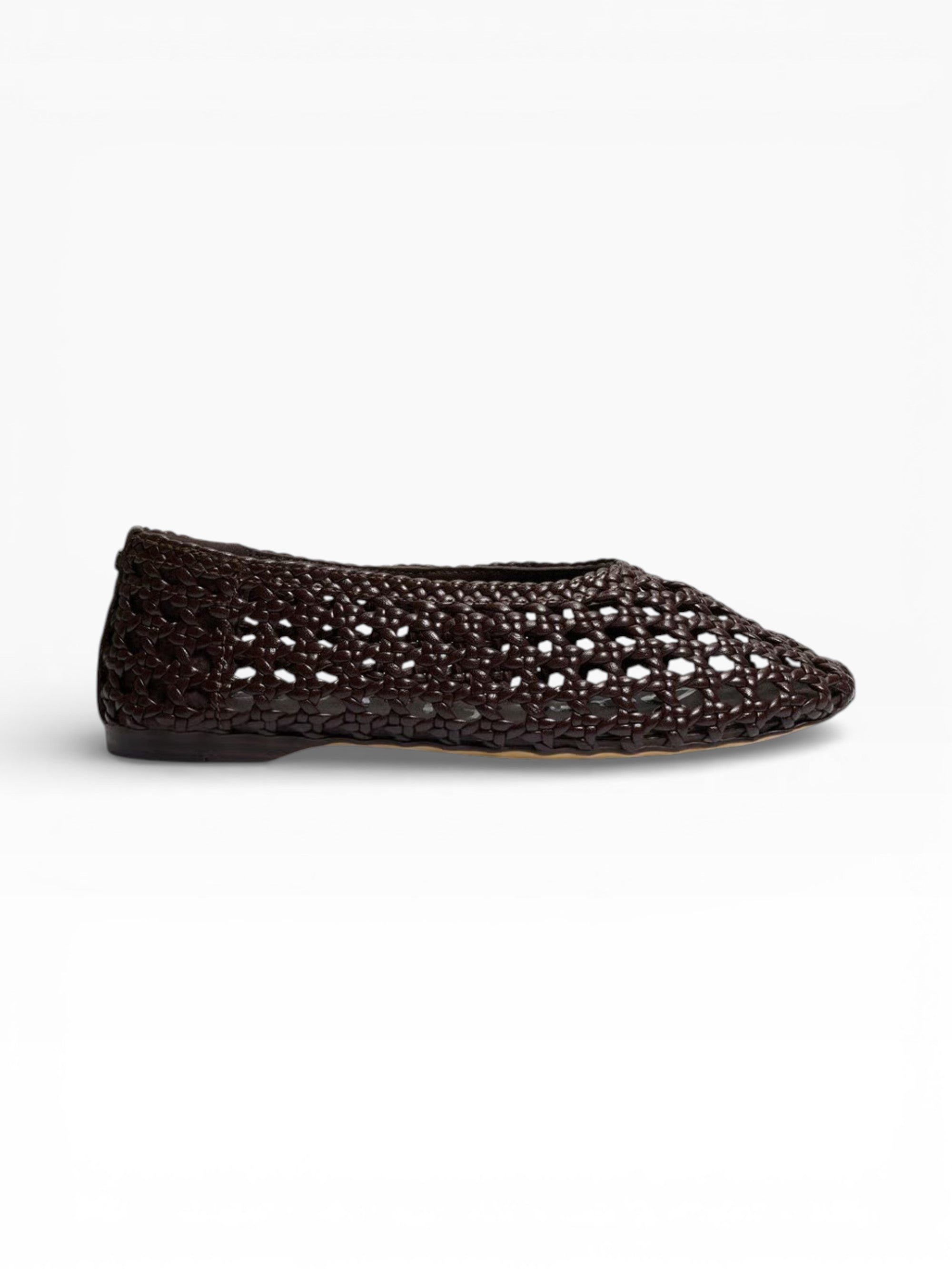 Shira Woven Ballet Flat - Dark Brown Woven Leather