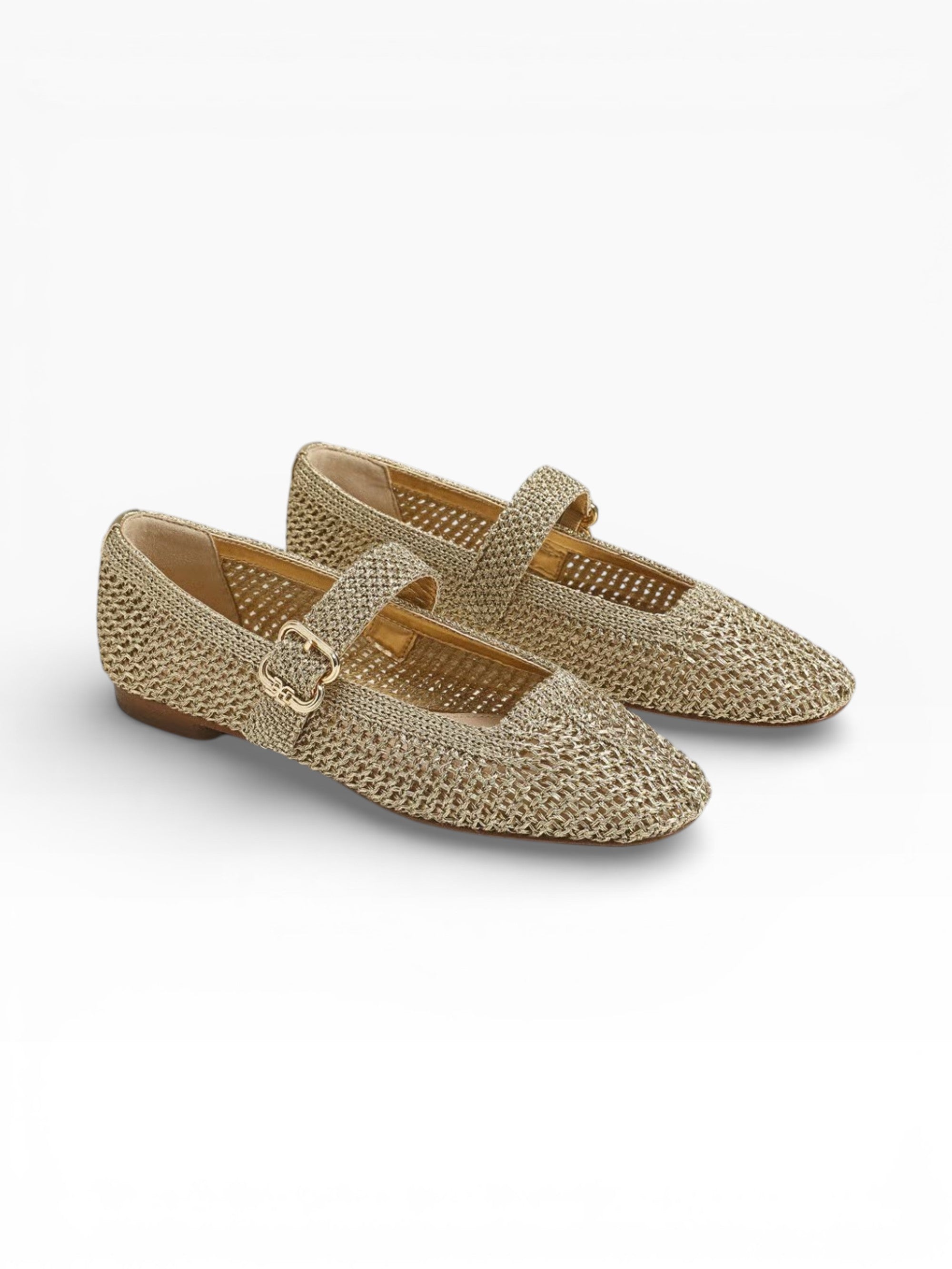 Michaela Knit Mary Jane Flat - Amber Gold