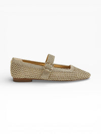 Michaela Knit Mary Jane Flat - Amber Gold