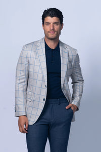 Oakdale Beige Cotton Windowpane Sport Coat