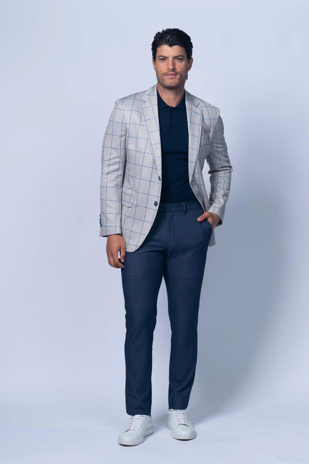 Oakdale Beige Cotton Windowpane Sport Coat