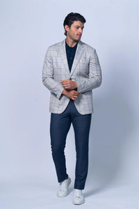 Oakdale Beige Cotton Windowpane Sport Coat