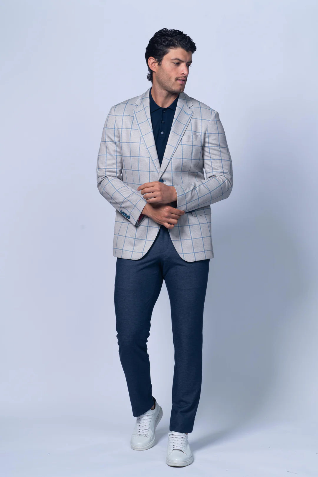 Oakdale Beige Cotton Windowpane Sport Coat