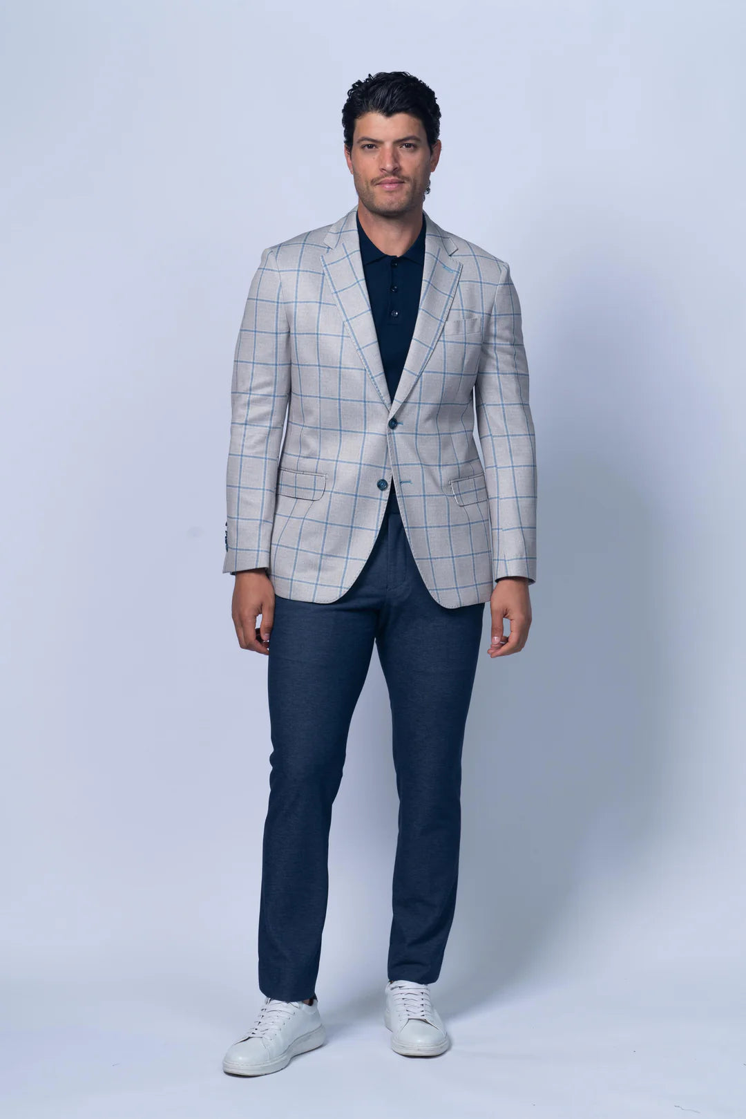 Oakdale Beige Cotton Windowpane Sport Coat