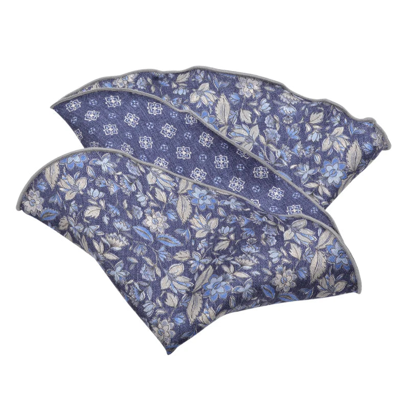 Navy Floral Silk Pocket Round