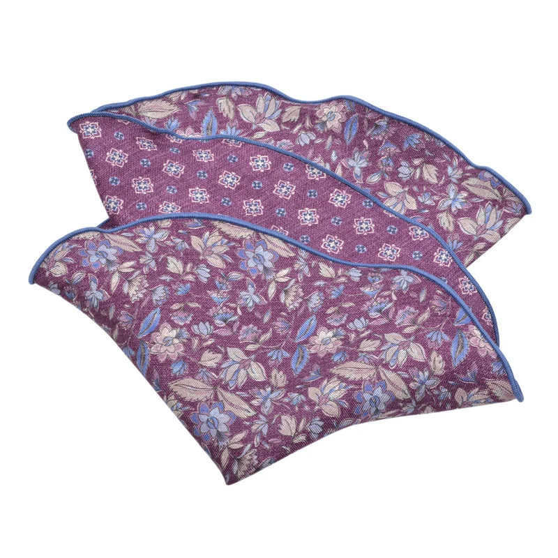 Purple Floral Silk Pocket Round