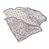 Beige Floral Silk Pocket Round