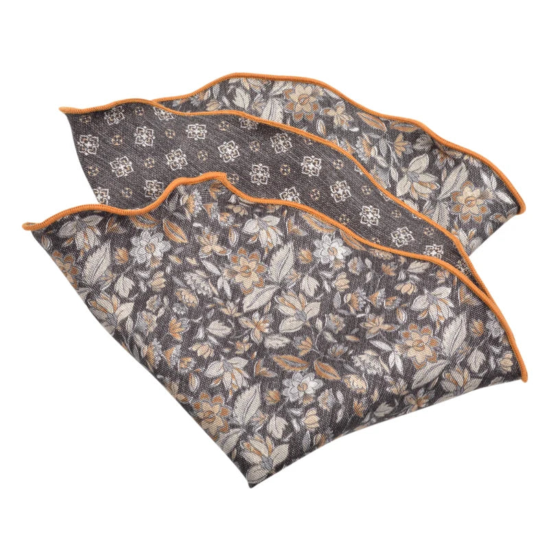Black Floral Silk Pocket Round