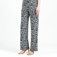 Textured Wide Leg Pocket Pant - Greek Key