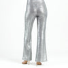 Glitter Foil - Kick Front High Slit Pant - Gunmetal