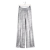 Glitter Foil - Kick Front High Slit Pant - Gunmetal