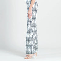 Kick Front High Slit Pant - Geo Rectangle