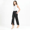 Front Slit Ankle Petal Pant - Black