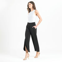 Front Slit Ankle Petal Pant - Black