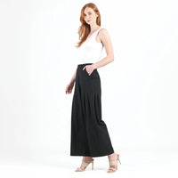 Pleated Wide Leg Pocket Pant - Black