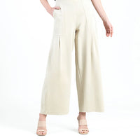 Pleated Wide Leg Pocket Pant - Khaki