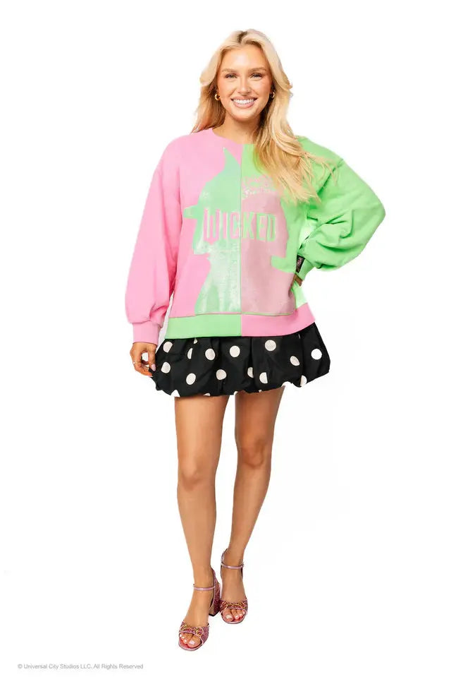 Wicked X Queen of Sparkles Elphaba & Glinda Colorblock Sweatshirt Queen of Sparkles