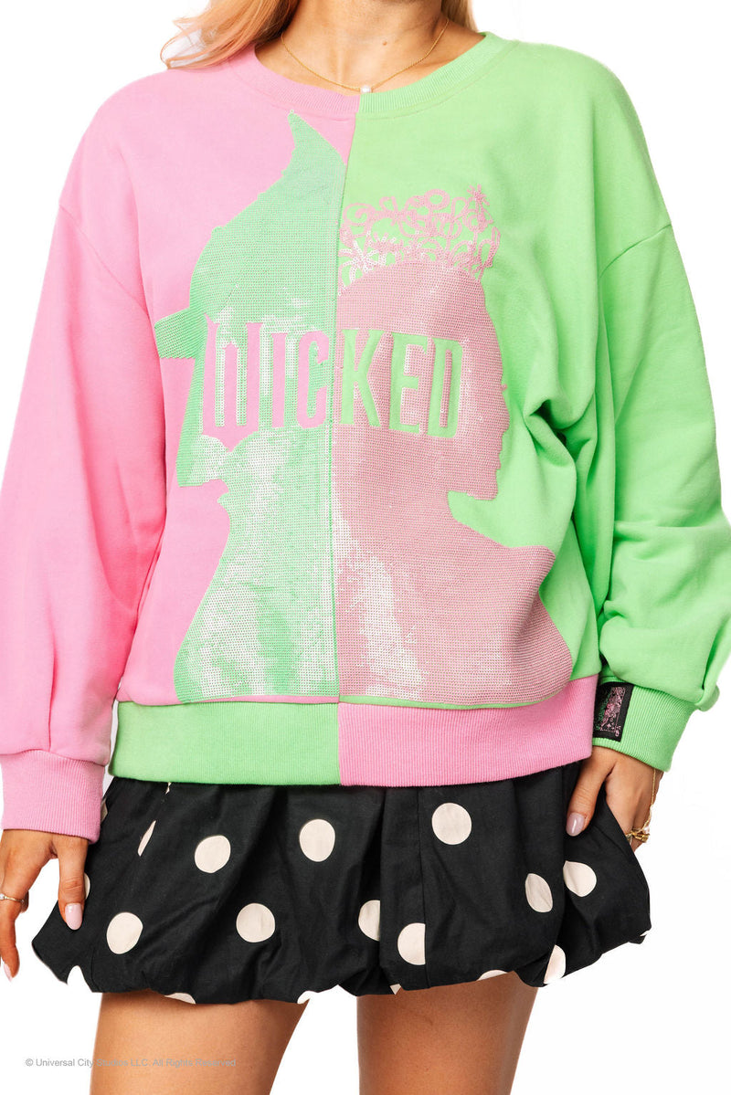 Wicked X Queen of Sparkles Elphaba & Glinda Colorblock Sweatshirt Queen of Sparkles