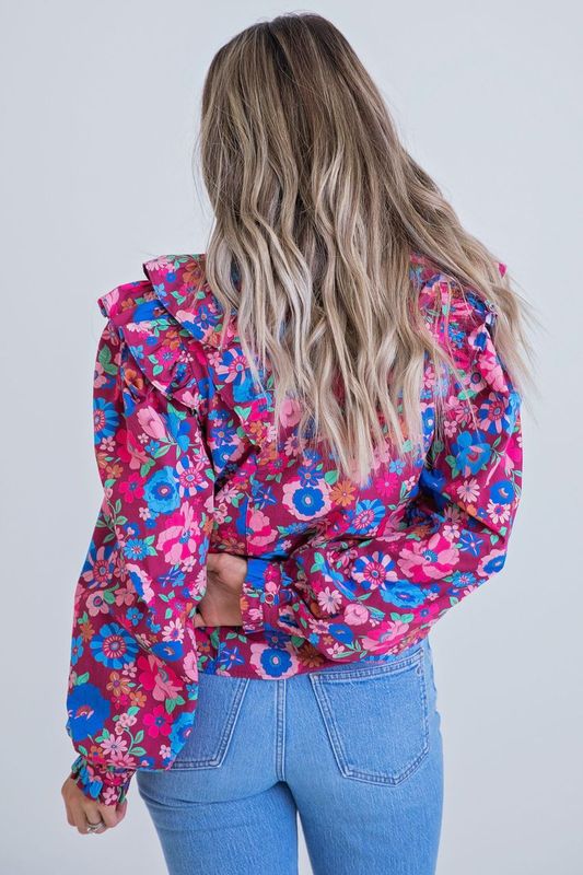 London Floral Ruffle  Top