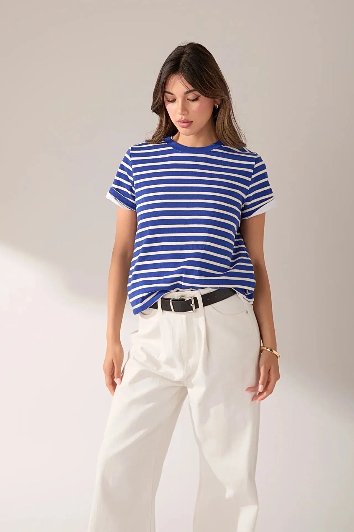 Contrast Rib Stripe Short Sleeve T-shirt (Copy) English Factory