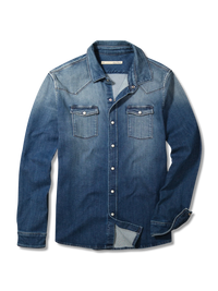 Denim Roper Snap Shirt/Shacket - Mid Blue