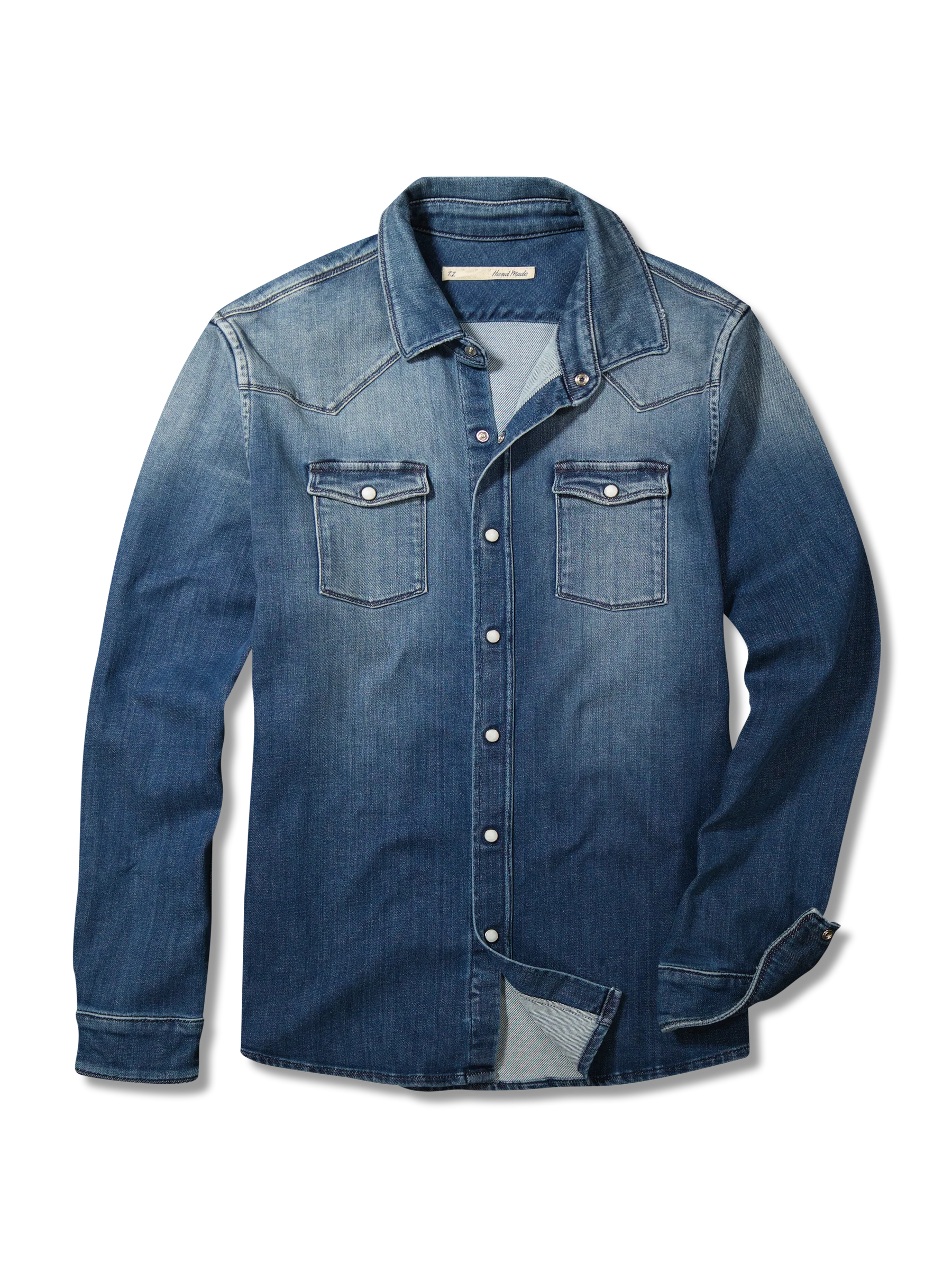 Denim Roper Snap Shirt/Shacket - Mid Blue