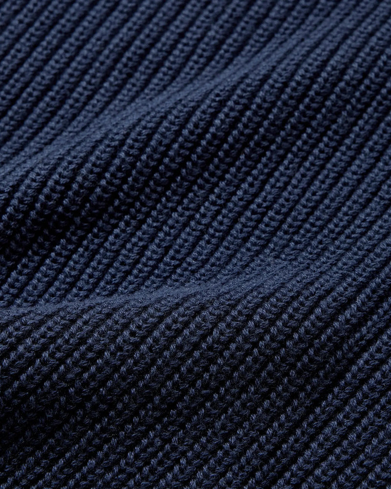 Shaker Stitch Cotton Crewneck Sweater - Navy Grayers