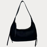 Sara Suede Shoulder Bag - Black