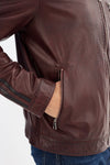 Shelby Double Stripe Moto Jacket – Oxblood Regency