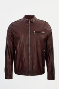 Shelby Double Stripe Moto Jacket – Oxblood Regency