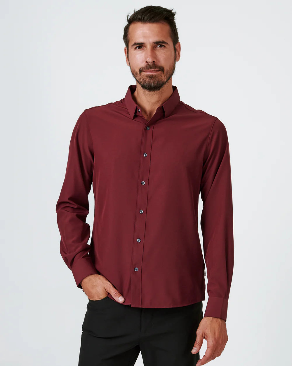 Maroon long sleeve shirt mens best sale