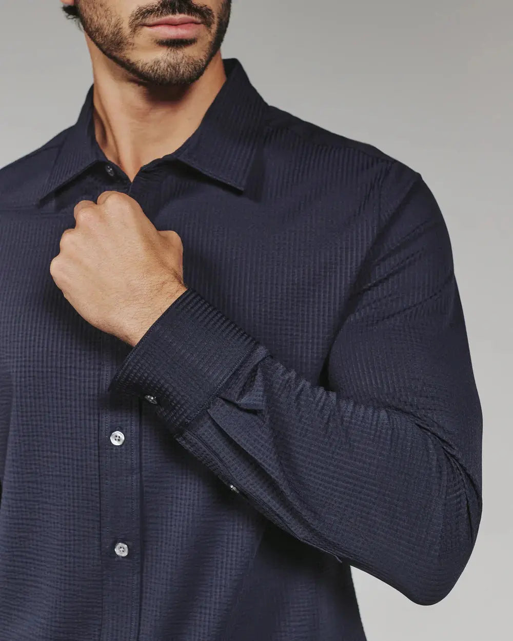 Men’s navy Ferris shirt with stretch performance fabric