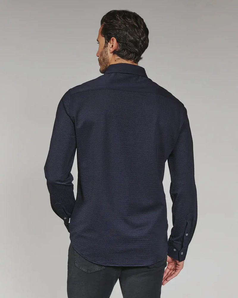 Classic navy long sleeve seersucker shirt by 7Diamonds